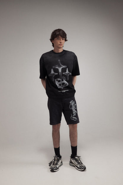 BLACK DENIM SHORTS