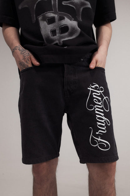 BLACK DENIM SHORTS